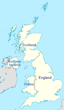 イギリスを構成する4つの地域（イングランド・スコットランド・ウェールズ・北アイルランド）
