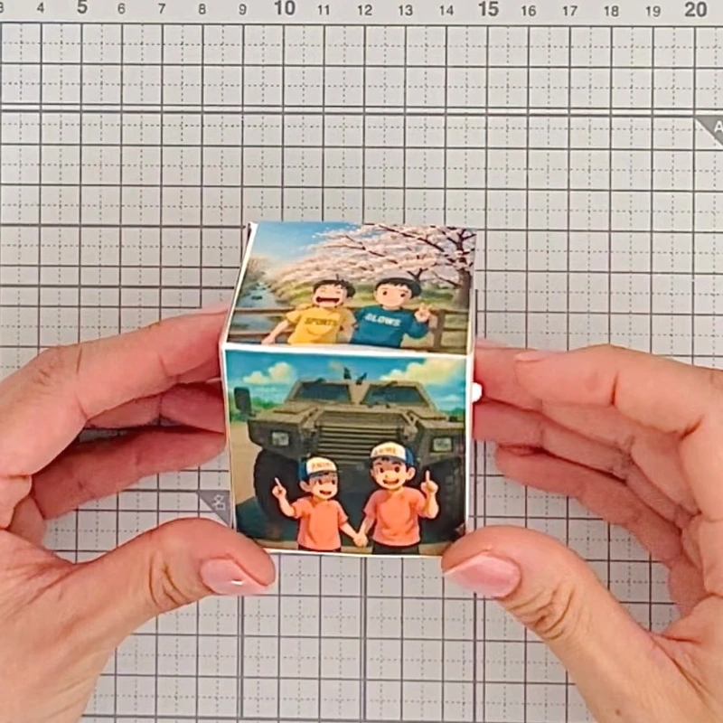 くるくる日めくりカレンダーの天気パーツを、似顔絵イラストにアレンジした例